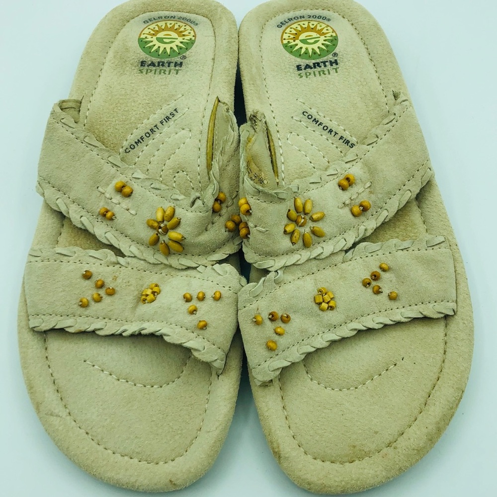 Earth spirit LEATHER SANDALS beaded southwestern
